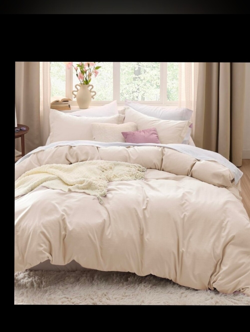 Bedsure King Cream Duvet Cover Only Ultra Soft Lightweight Neutral